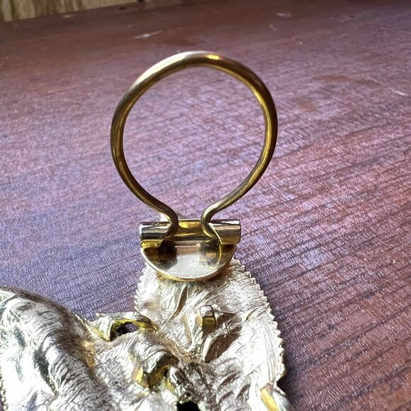 Vintage Double Leaf Clasp Pinless Brooch Pin Gold Tone - Picture 11 of 15